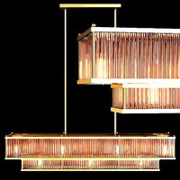 RH MARAIS LINEAR CHANDELIER 48 Brass and smoke glass