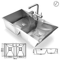 Kitchen Sink Omoikiri IZUMI 86-2 and faucet NAGANO BN