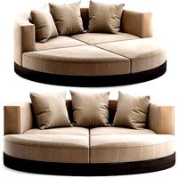 Curved Sofas - Ottoman Sleeper Bed 3d model