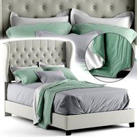 Vivianne Tufted Linen Wingback Bed
