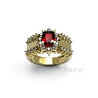 RING ENGAGMENT OVAL STONE RUBY SAPHIRA | 3D
