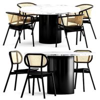 CANE ARMCHAIR 01 and CANE CHAIR 03 and TABLE e15 HIROKI