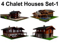 4 Chalet Houses Set 1