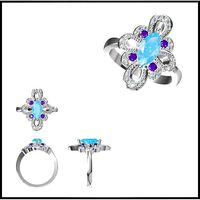 Aquamarine color stone ring 3dm jewelry | 3D