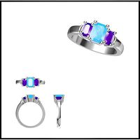 Aquamarine color stone ring jewelers file set | 3D