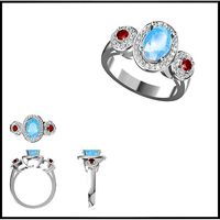 Aquamarine color stone ring metal file for jewelry making | 3D