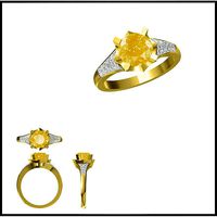 Aquamarine color stone ring rhino 3d jewelry | 3D