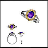 Aquamarine color stone ring rhinoceros 3d jewelry design | 3D