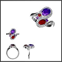 Color stonerings sets jewelers file set | 3D