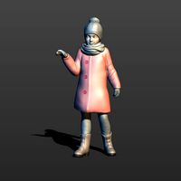 Little girl in a coat | 3D