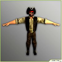 Cartoon Male Pirate TPose Version 3D Model