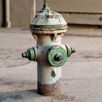 White and green fire hydrant