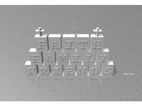 Faith Family Friends model with cross