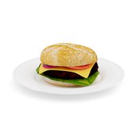 Burger on Plate 3D Model