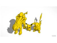 Raichu, Raikou and Pikachu