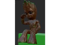 sitting sad baby groot