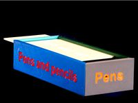 Multicoloured dovetailed pen and pencil box