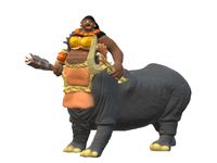 Rhinaur female club and axe