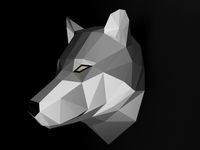 Low-Poly Grey Wolf Head