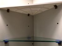 Locking medicine cabinet shelves