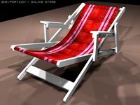 Beach deck chair in red 3D Model