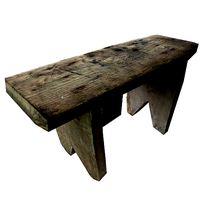 Vintage Square Wooden Stool Low Poly