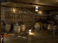 Abandoned pirate ship with weapons