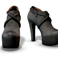 Female Leather Short Boots - Photoscanned PBR - Extended License