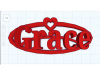 Grace key chain name tag