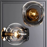 Bubble Sconce Brushed Brass and Gray Glass