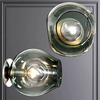 Bubble Sconce Satin Nickel and Dark Green Glass