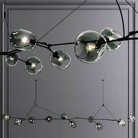 10-globe Branching Bubble Oil-rubbed Bronze and Dark Green Glass