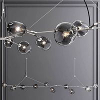 10-globe Branching Bubble Satin Nickel and Gray Glass
