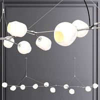 10-globe Branching Bubble Satin Nickel and White Glass