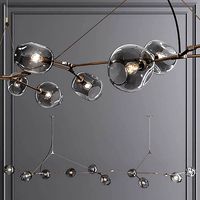 10-globe Branching Bubble Vintage Brass and Gray Glass