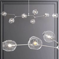 8-globe Branching Bubble Satin Nickel and Clear Glass