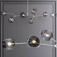 8-globe Branching Bubble Satin Nickel and Gray Glass