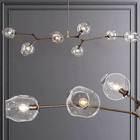 8-globe Branching Bubble Vintage Brass and Clear Glass