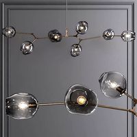 8-globe Branching Bubble Vintage Brass and Gray Glass