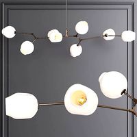 8-globe Branching Bubble Vintage Brass and White Glass