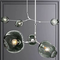 3-globe Branching Bubble Satin Nickel and Dark Green Glass