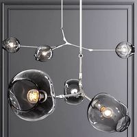 3-globe Branching Bubble Satin Nickel and Gray Glass