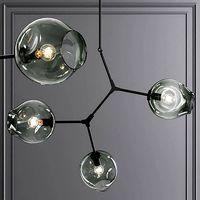 3-globe Branching Bubble Oil-rubbed Bronze and Dark Green Glass