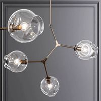 3-globe Branching Bubble Vintage Brass and Clear Glass
