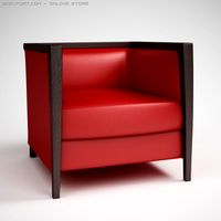 Red Leather Armchair 09 3D Model