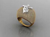 GC GOLD T150- Diamond solitarie gold ring  | 3D