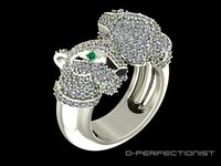 Panthere De Cartier Ring - Twin Head With Diamond | 3D