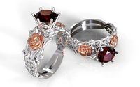 Big gem 8mm two Roses ring  | 3D