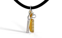 scissors and comb pendant | 3D