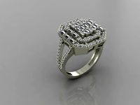 GC GOLD T86- Baguette ring Diamond gold  | 3D